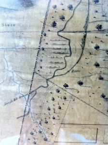 1855 Close-up showing the Shingle Mill Stream that was diverted from Broomall's Run within what is now the park - to power the shingle mill near Ridley Creek.