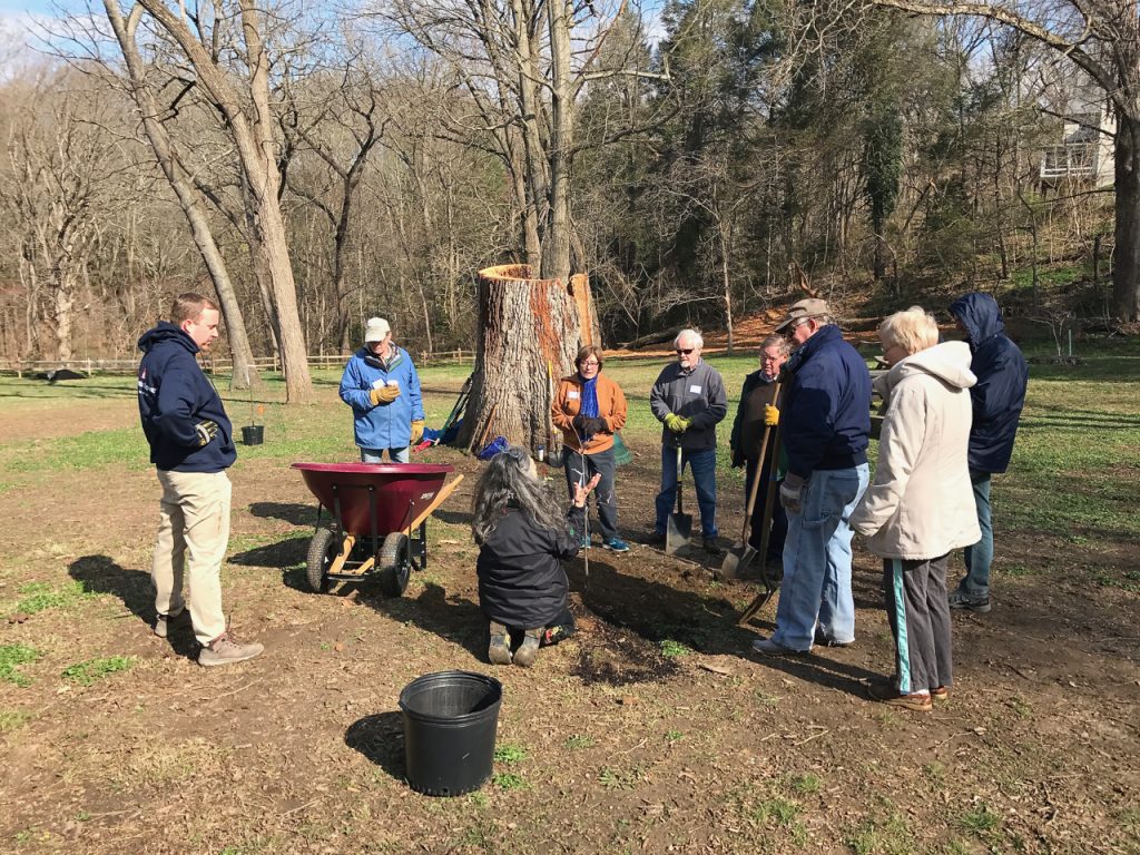 Planting the first tree Friends of Glen Providence Park